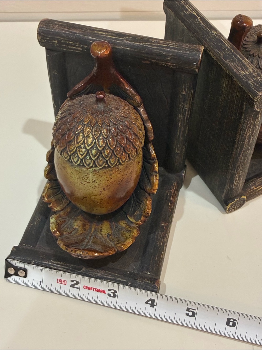 Vintage Rustic Resin Acorn & Oak Leaf Bookends - Pair📝 - Picture 7 of 7